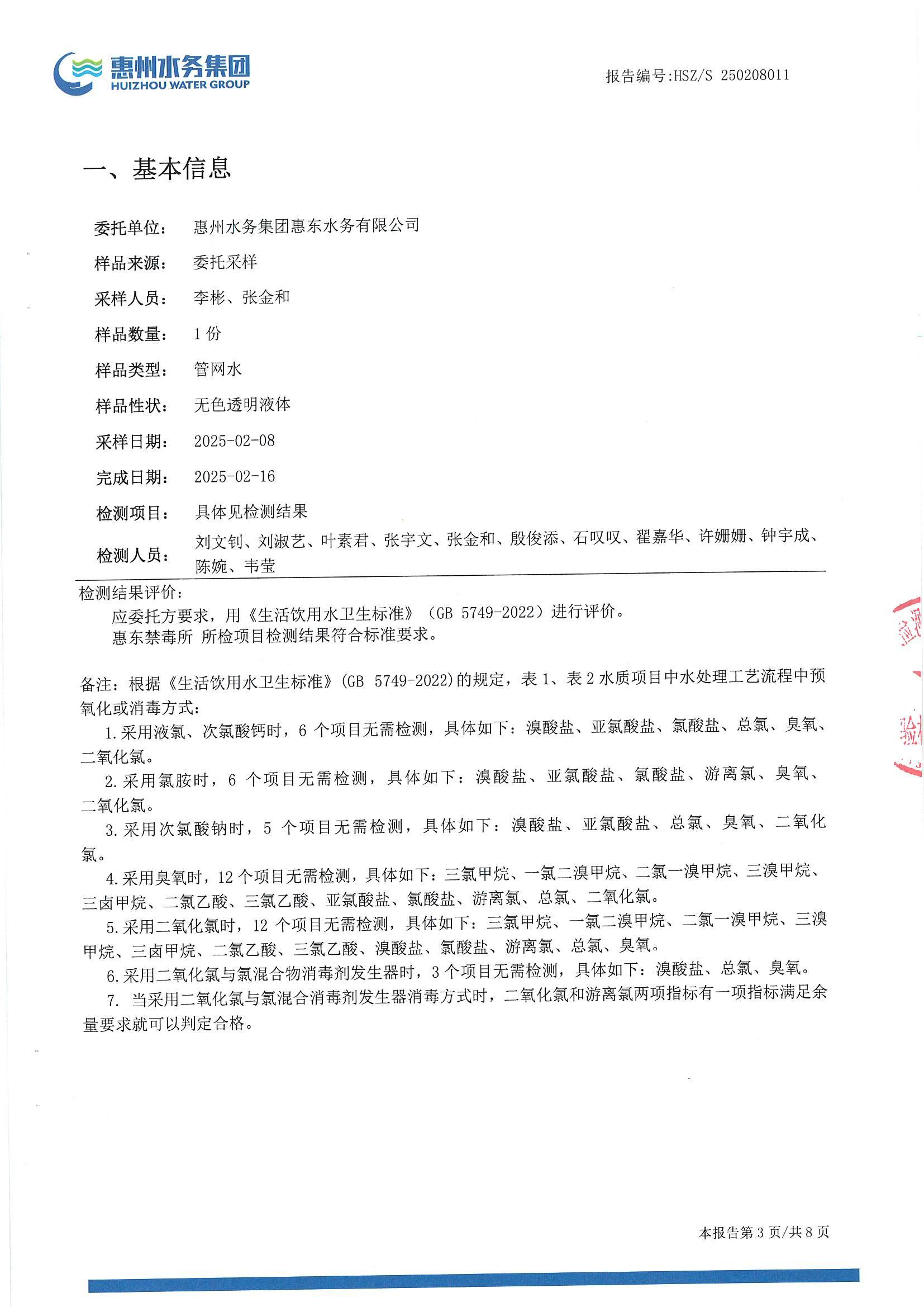 2025年2月份水质检测报告（惠东禁毒所）_南宫体育